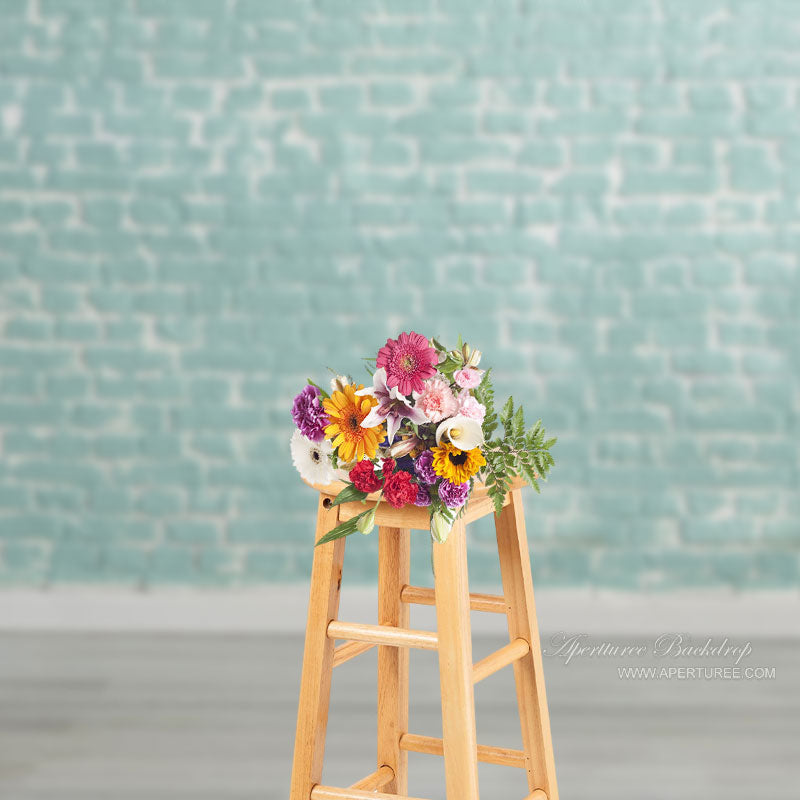 Aperturee - Blue Brick Wall Portrait Photoshoot Studio Backdrop