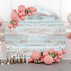 Aperturee - Blue Brown Faded Wood Artistic Round Party Backdrop