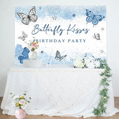 Aperturee - Blue Butterfly Kisses Glitter Birthday Backdrop