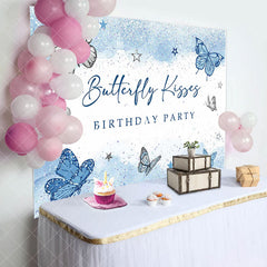 Aperturee - Blue Butterfly Kisses Glitter Birthday Backdrop