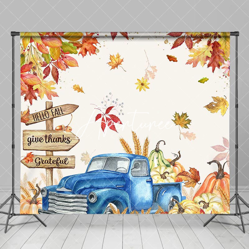 Aperturee - Blue Car Maple Bumper Harvest Thanksgiving Backdrop