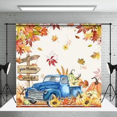 Aperturee - Blue Car Maple Bumper Harvest Thanksgiving Backdrop