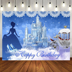 Aperturee - Blue Castle Carriage Princess Birthday Backdrop