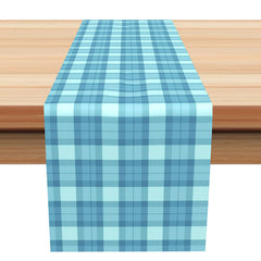 Aperturee - Blue Checkered Patterns Table Runner For Dining Room