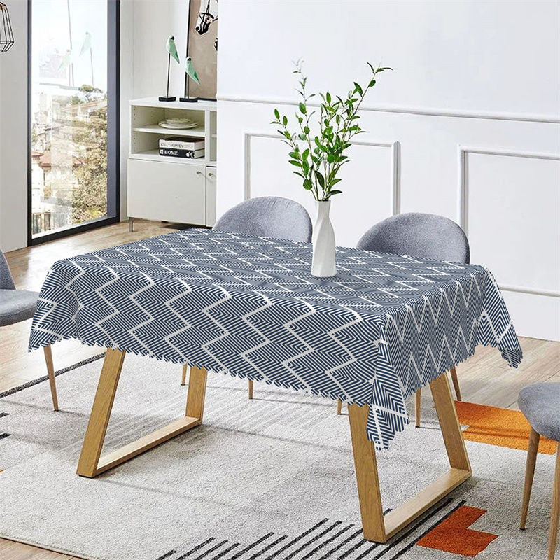 Aperturee - Blue Chevron Pattern Dining Rectangle Tablecloth