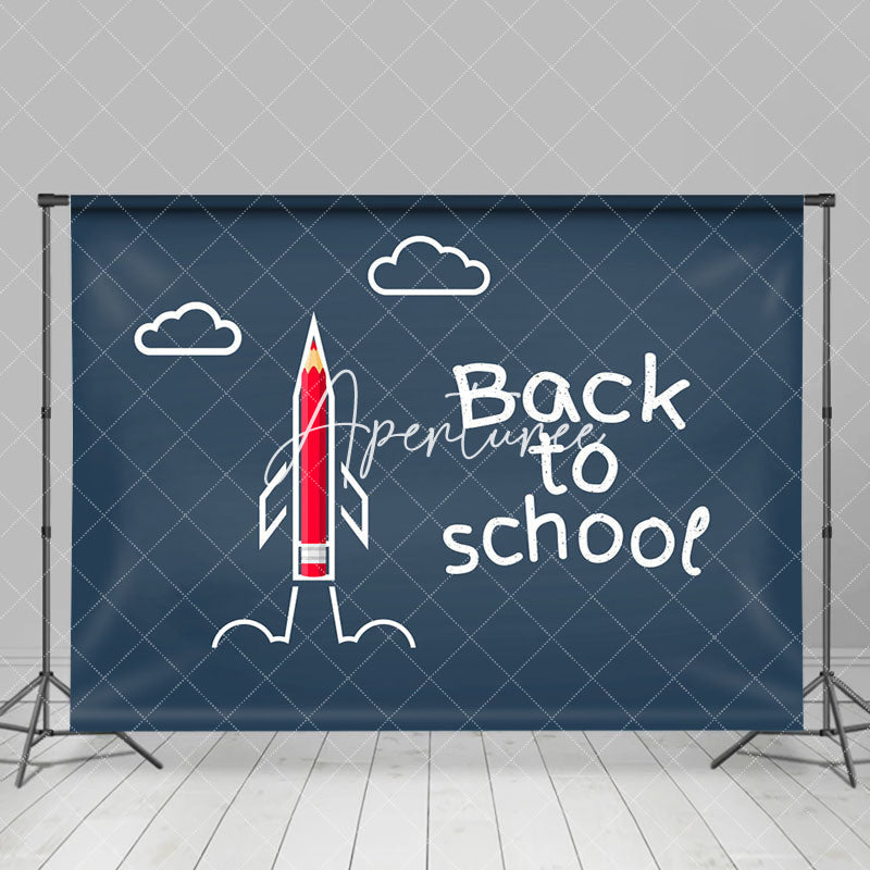 Aperturee - Blue Cloud Flying Pencil Back To School Backdrop