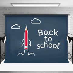 Aperturee - Blue Cloud Flying Pencil Back To School Backdrop