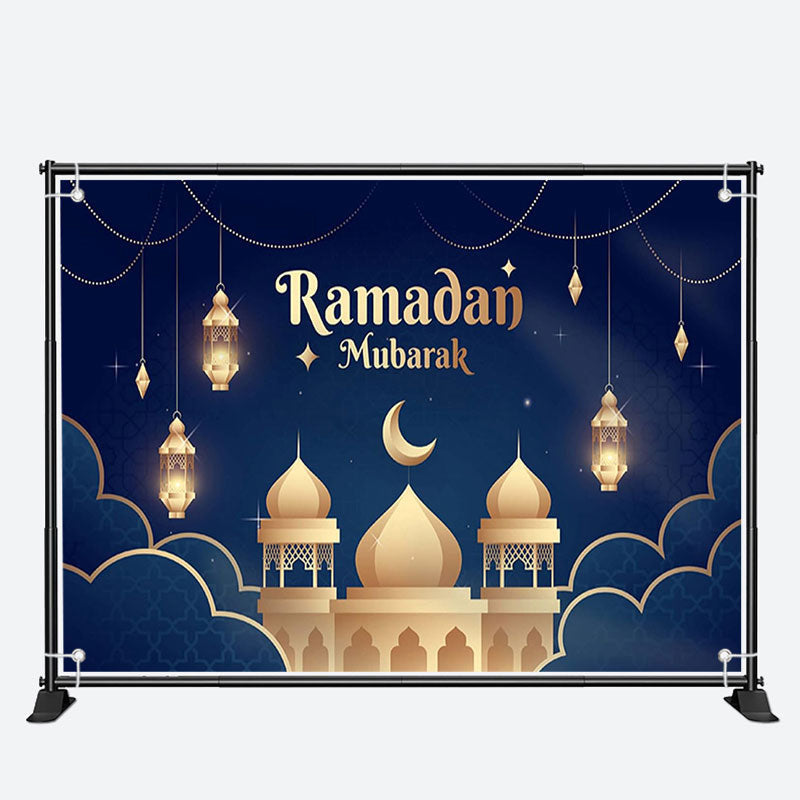 Aperturee - Blue Cloud Gold Lantern Palace Ramadan Backdrop