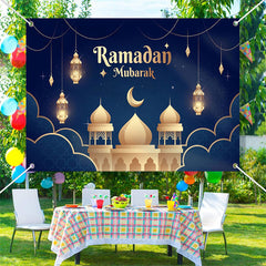 Aperturee - Blue Cloud Gold Lantern Palace Ramadan Backdrop