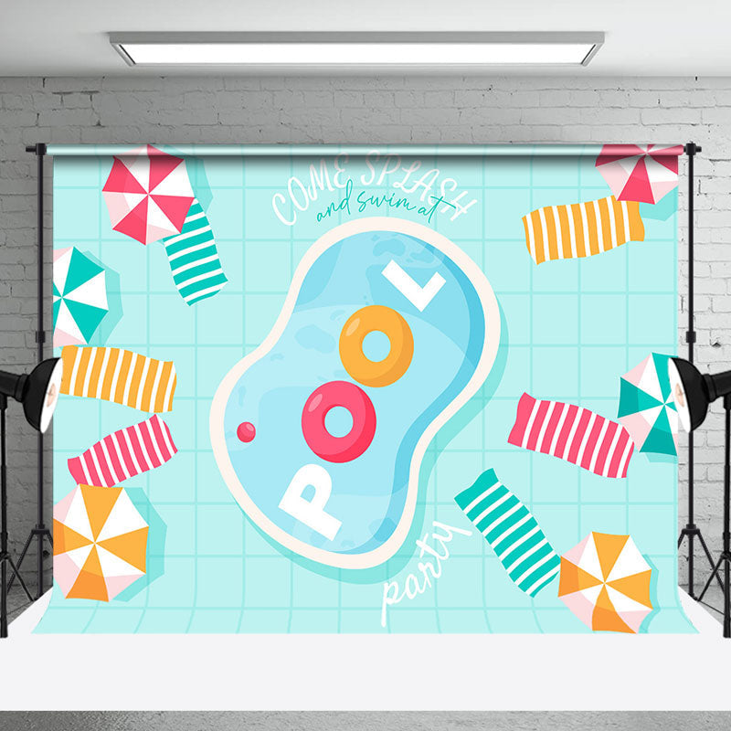 Aperturee - Blue Come Splash Summer Swimming Pool Party Backdrop