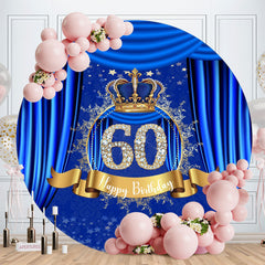 Aperturee - Blue Crown And 60th Diamonds Round Birthday Backdrop