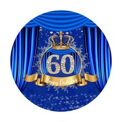 Aperturee - Blue Crown And 60th Diamonds Round Birthday Backdrop