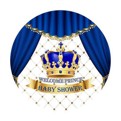 Aperturee Blue Crown Welcome Prince Circle Baby Shower Backdrop