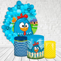 Aperturee Blue Cute Bird Round Kids Birthday Party Backdrop Kit