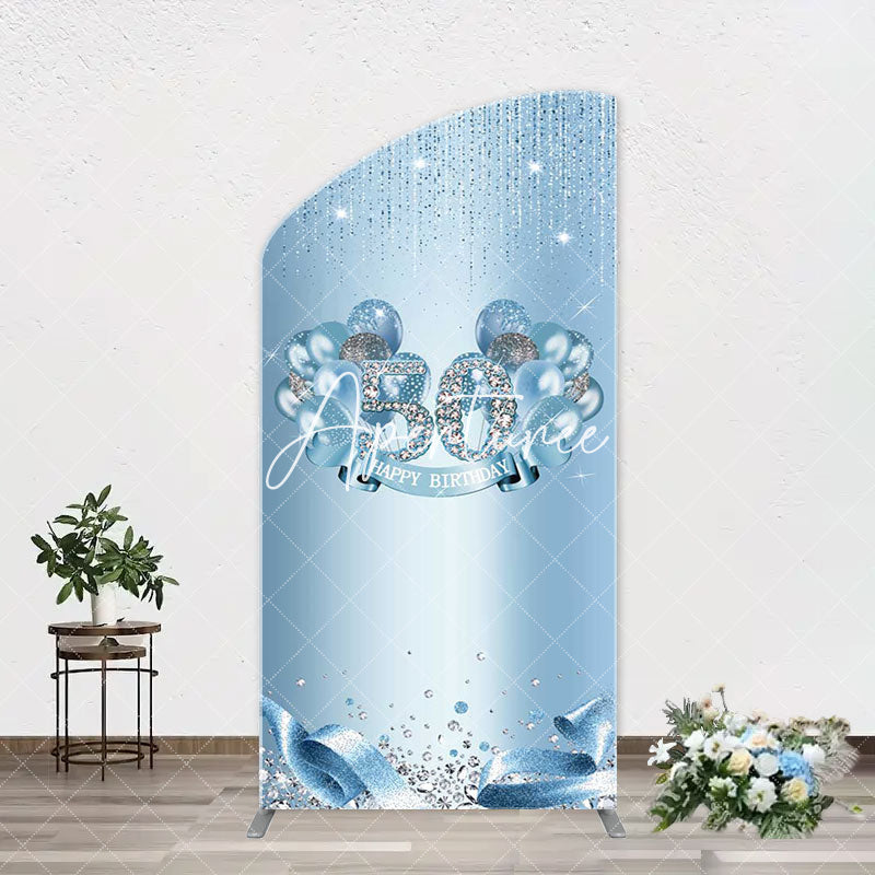 Aperturee - Blue Diamonds Sparkle 50th Birthday Arch Backdrop