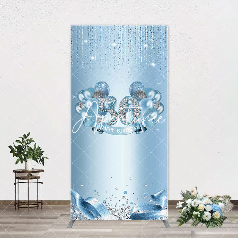 Aperturee - Blue Diamonds Sparkle 50th Birthday Arch Backdrop