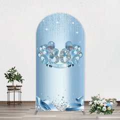 Aperturee - Blue Diamonds Sparkle 50th Birthday Arch Backdrop