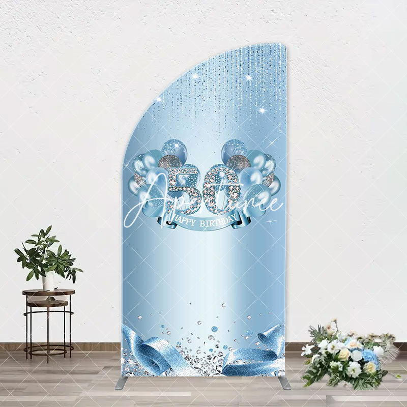 Aperturee - Blue Diamonds Sparkle 50th Birthday Arch Backdrop