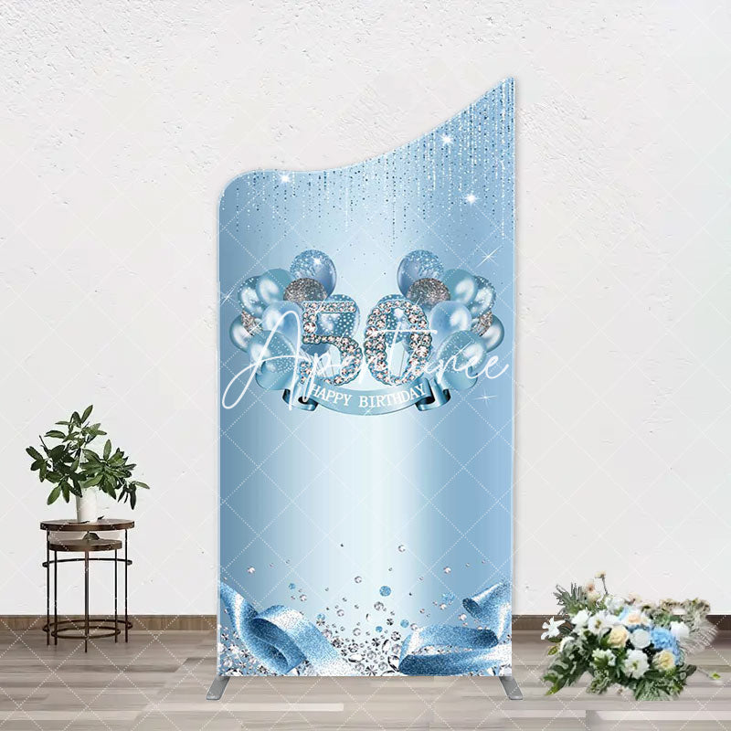 Aperturee - Blue Diamonds Sparkle 50th Birthday Arch Backdrop