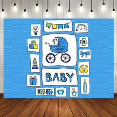 Aperturee - Blue Dot Infant Kit Baby Shower Backdrop For Boys