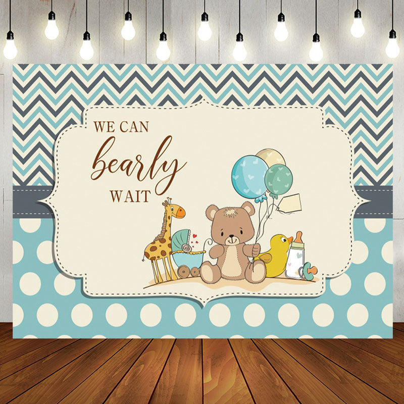 Aperturee - Blue Dots Teddy Bear Balloon Baby Shower Backdrop