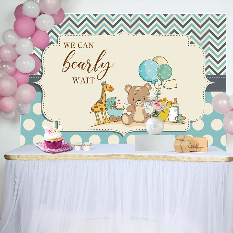 Aperturee - Blue Dots Teddy Bear Balloon Baby Shower Backdrop