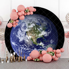 Aperturee - Blue Earth Top View Cloud Circle Birthday Backdrop