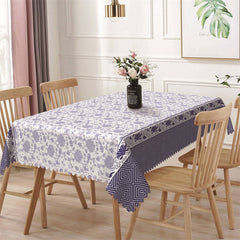 Aperturee - Blue Floral Repeat Rustic Retro Rectangle Tablecloth