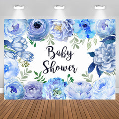 Aperturee - Blue Flowers in Full Bloom Floral Baby Shower Backdrop