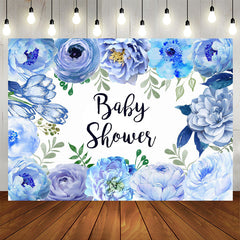 Aperturee - Blue Flowers in Full Bloom Floral Baby Shower Backdrop