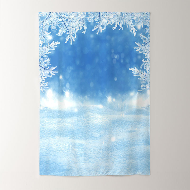 Aperturee - Blue Frozen World Winter Photo Backdrop For Party