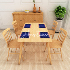 Aperturee - Blue Gift Print Red Stripe Star Set Of 4 Placemats