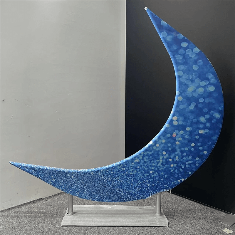 Aperturee - Blue Glitter Bokeh Moon Shape Arch Backdrop Party Decor