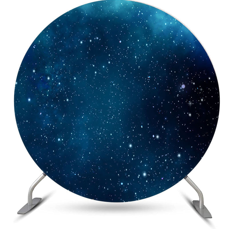 Aperturee - Blue Glitter Round Galaxy Round Birthday Backdrop Kit