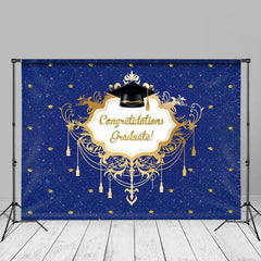 Aperturee - Blue Gold Hat Congrats Grad Photoshoot Backdrop