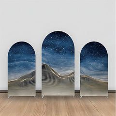 Aperturee - Blue Gold Sky Night Dune Marble Arch Backdrop Kit