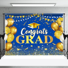 Aperturee - Blue Golden Balloon Sparking Graduation Backdrop