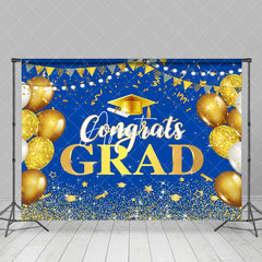 Aperturee - Blue Golden Balloon Sparking Graduation Backdrop