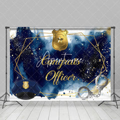 Aperturee - Blue Golden Police Hat Handcuffs Graduation Backdrop