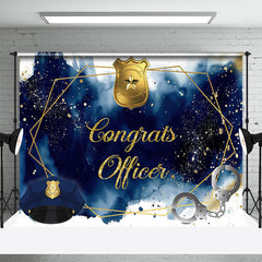 Aperturee - Blue Golden Police Hat Handcuffs Graduation Backdrop