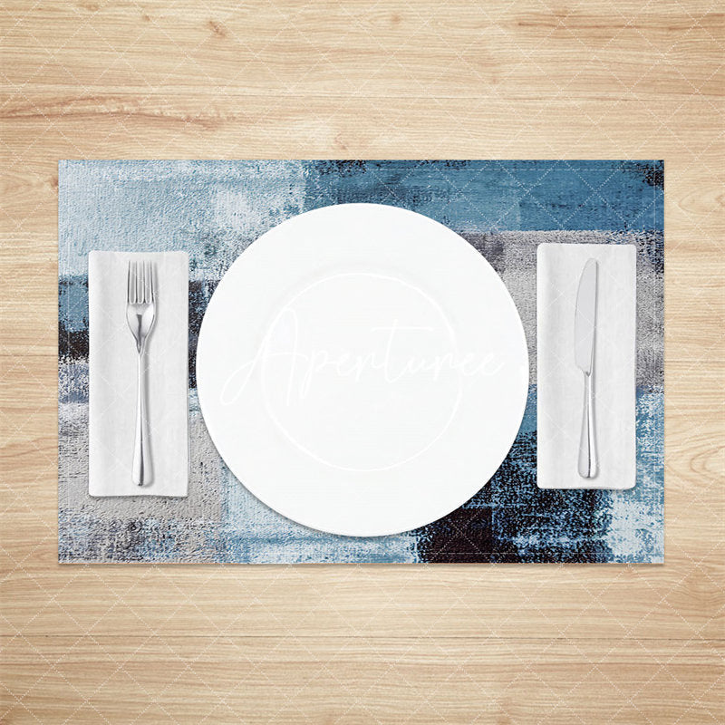 Aperturee - Blue Grey Black Mixed Vintage Set Of 4 Placemats