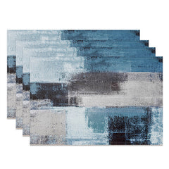 Aperturee - Blue Grey Black Mixed Vintage Set Of 4 Placemats