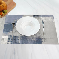 Aperturee - Blue Grey Oil Painting Abstract Set Of 4 Placemats