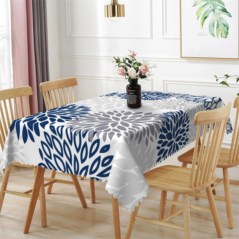 Aperturee - Blue Grey Repeat Petal Lines Rectangle Tablecloth