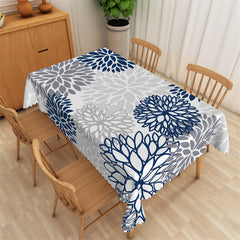 Aperturee - Blue Grey Repeat Petal Lines Rectangle Tablecloth