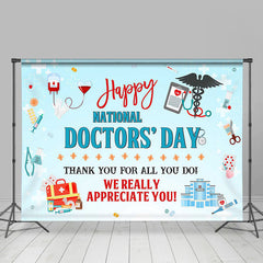 Aperturee - Blue Happy National Doctors Day Thank You Backdrop