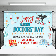 Aperturee - Blue Happy National Doctors Day Thank You Backdrop