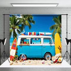 Aperturee - Blue Holiday Bus Surfboard Beach Summer Backdrop