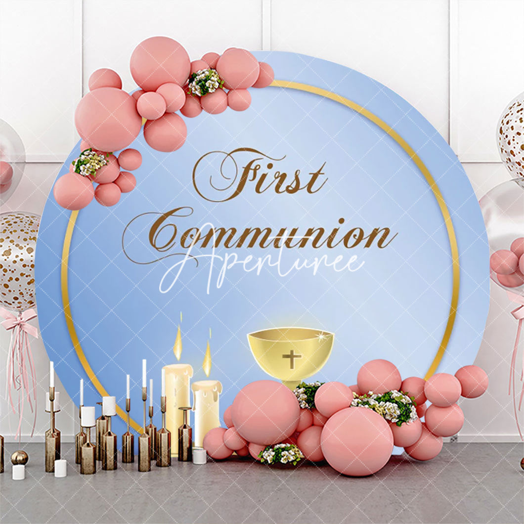 Aperturee - Blue Holy Grail First Communion Baptism Backdrop