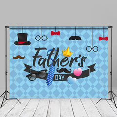 Aperturee - Blue Lattice Heart Hat Fathers Day Party Backdrop